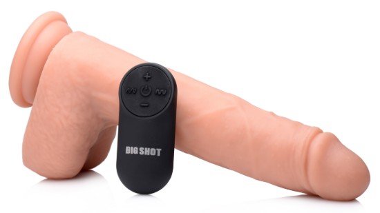 Picture of Vibrating & Thrusting Remote Control Silicone Dildo - 10 Inch