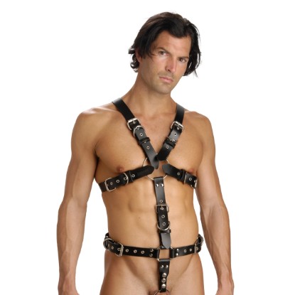 Picture of Strict Leather Body Harness with Cock Ring - Medium Large