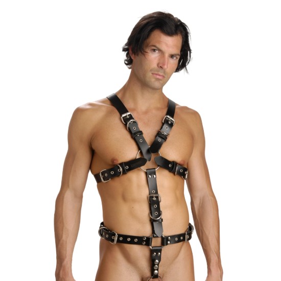Picture of Strict Leather Body Harness with Cock Ring - Medium Large