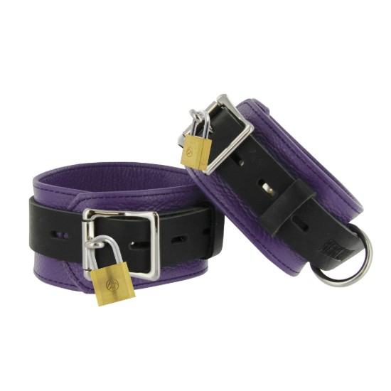 Picture of Strict Leather Purple and Black Deluxe Locking Ankle Cuffs