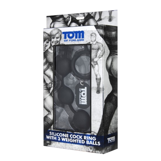 Picture of Tom of Finland Silicone Cock Ring with 3 Weighted Balls