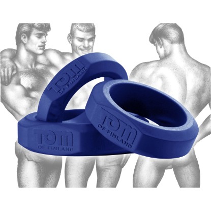 Picture of Tom of Finland 3 Piece Silicone Cock Ring Set - Blue