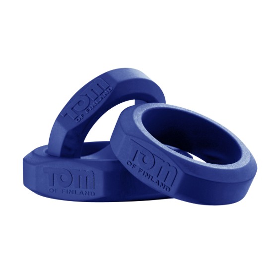 Picture of Tom of Finland 3 Piece Silicone Cock Ring Set - Blue