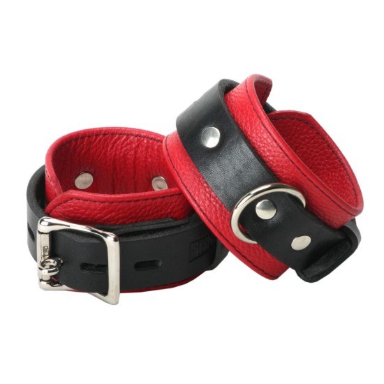 Picture of Strict Leather Deluxe Black and Red Locking Wrist Cuffs