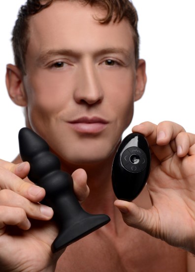 Picture of Rippled Rimming Silicone Butt Plug with Remote